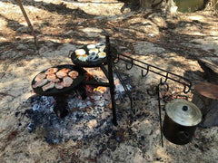 BBQ Swinging Hot Plate and Grill with Accessory Pack. Aussie Campfire Kitchens 100% Australian Made.