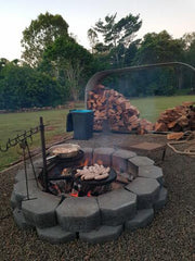 BBQ Swinging Hot Plate and Grill with Accessory Pack. Aussie Campfire Kitchens 100% Australian Made.