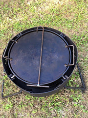 FOLDING FIRE PIT with DROP IN HOT PLATE, GRILL & HOOK