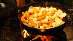www.aussiecampfirekitchens.com Swinging Hot Plate and Grill with Aussie BBQ Pan Kit