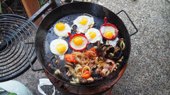 www.aussiecampfirekitchens.com BBQ PAN breakfast using the CAMPING FIRE PIT  100% Australian Made Cooking Gear www.aussiecampfirekitchens.com
