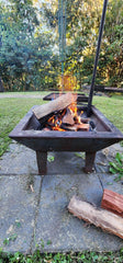 Aussie Backyard Fire Pit with Swinging Square Grill & Hot Plate 