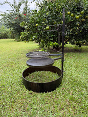 Campfire Cooking System – 600mm Fire Pit Ring, Hot Plate, Spiral Grill & Camp Oven Hook