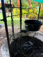 Side image of Camp Oven supported with Cage Meat Hanging Rack