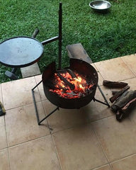Folding Fire Pit with Swinging Hot Plate, Grill & Accessories