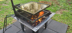 Aussie Backyard Fire Pit with Swinging Square Grill & Hot Plate www.aussiecampfirekitchens.com