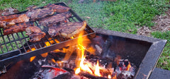 Aussie Backyard Fire Pit with Swinging Square Grill & Hot Plate www.aussiecampfirekitchens.com