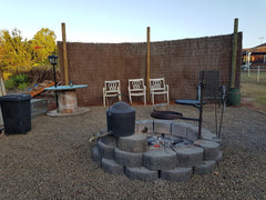 Folding Fire Pit with Swinging Hot Plate, Grill & Accessories