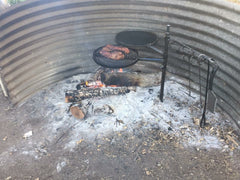 Detail shot of swinging hot plate and grill components