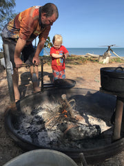BBQ Swinging Hot Plate and Grill with Accessory Pack. Aussie Campfire Kitchens 100% Australian Made.