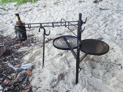 SWINGING HOT PLATE & GRILL with UTENSIL RACK Utensil Rack Aussie Campfire Kitchens 100% Australian Made Cooking Gear www.aussiecampfirekitchens.com