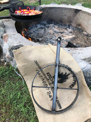 View of BBQ Pan Cradle and in use under BBQ PAN