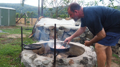 BBQ Pan being used in Backyard Fire PIt