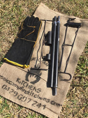 Complete camp oven starter kit with post, hook, lid lifter and gloves - Australian made