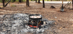 Aussie BBQ Pan, Folding Grill & Canvas Bag Kit www.aussiecampfirekitchens.com Australian Made Cooking Gear for the Bush, Beach & Backyard