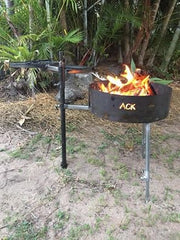 Camping Fire Pit with Swinging Hot Plate, Grill & Accessories