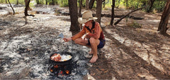 Aussie BBQ Pan, Folding Grill & Canvas Bag Kit www.aussiecampfirekitchens.com Australian Made Cooking Gear for the Bush, Beach & Backyard