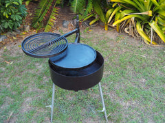 Camping Fire Pit with Swinging Hot Plate, Grill & Accessories