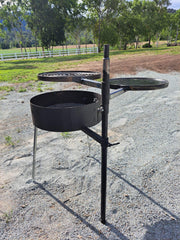 Camping Fire Pit with Swinging Hot Plate, Grill & Accessories