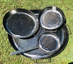 QUAD Pan Set. Skillet, Baby Pan, BBQ Pan & The Big BBQ Pan