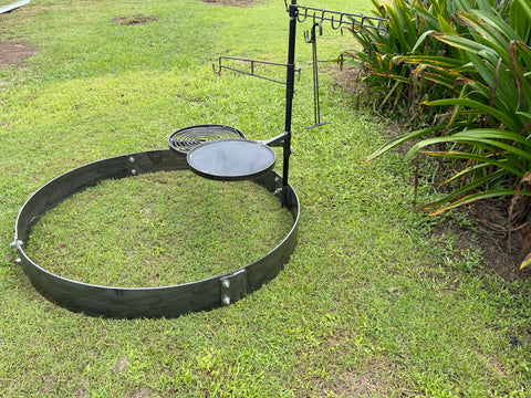 FIRE RING with SWINGING PLATE, GRILL & ACCESSORIES