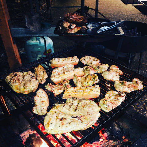 Backyard Fire Pit, Square Grill & Stabiliser