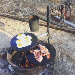 Swinging hot plate and grill with drop-in plate and accessory pack